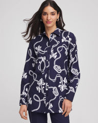 Chico's | No Iron™ Rope Print Tunic/ Passport Blue