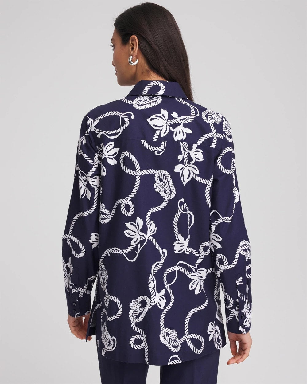 Chico's | No Iron™ Rope Print Tunic/ Passport Blue