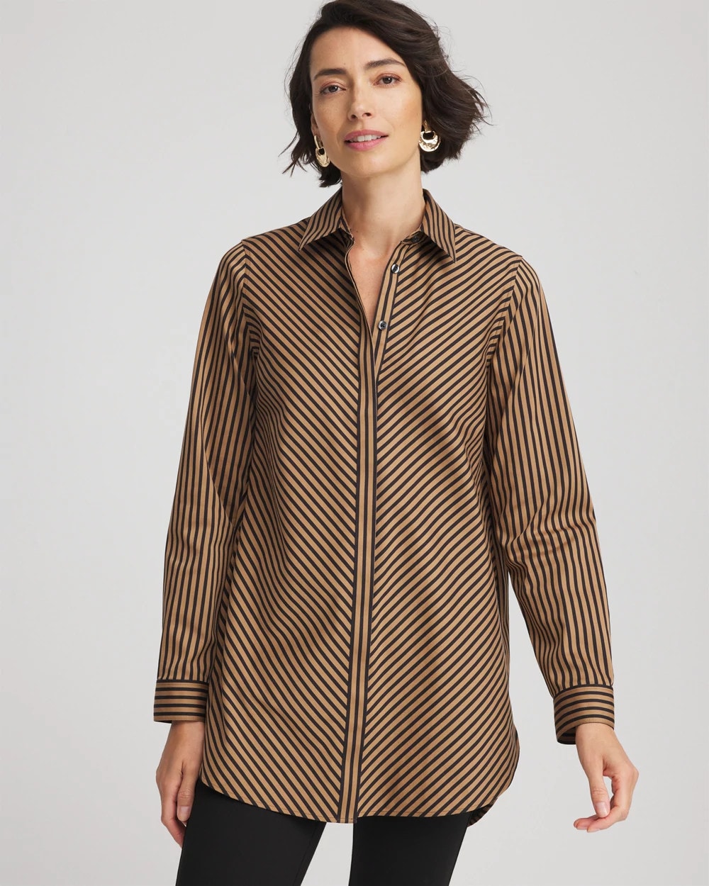 Chico's | No Iron™ Slimming Imperial Stripe Tunic/ Black