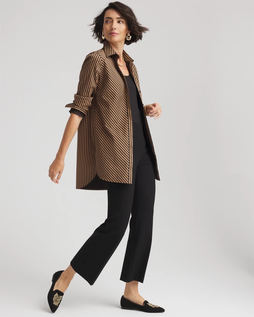Chico's | No Iron™ Slimming Imperial Stripe Tunic/ Black