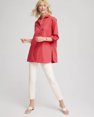 Chico's | No Iron™ Classic Button Down Tunic/ Folkloric Red