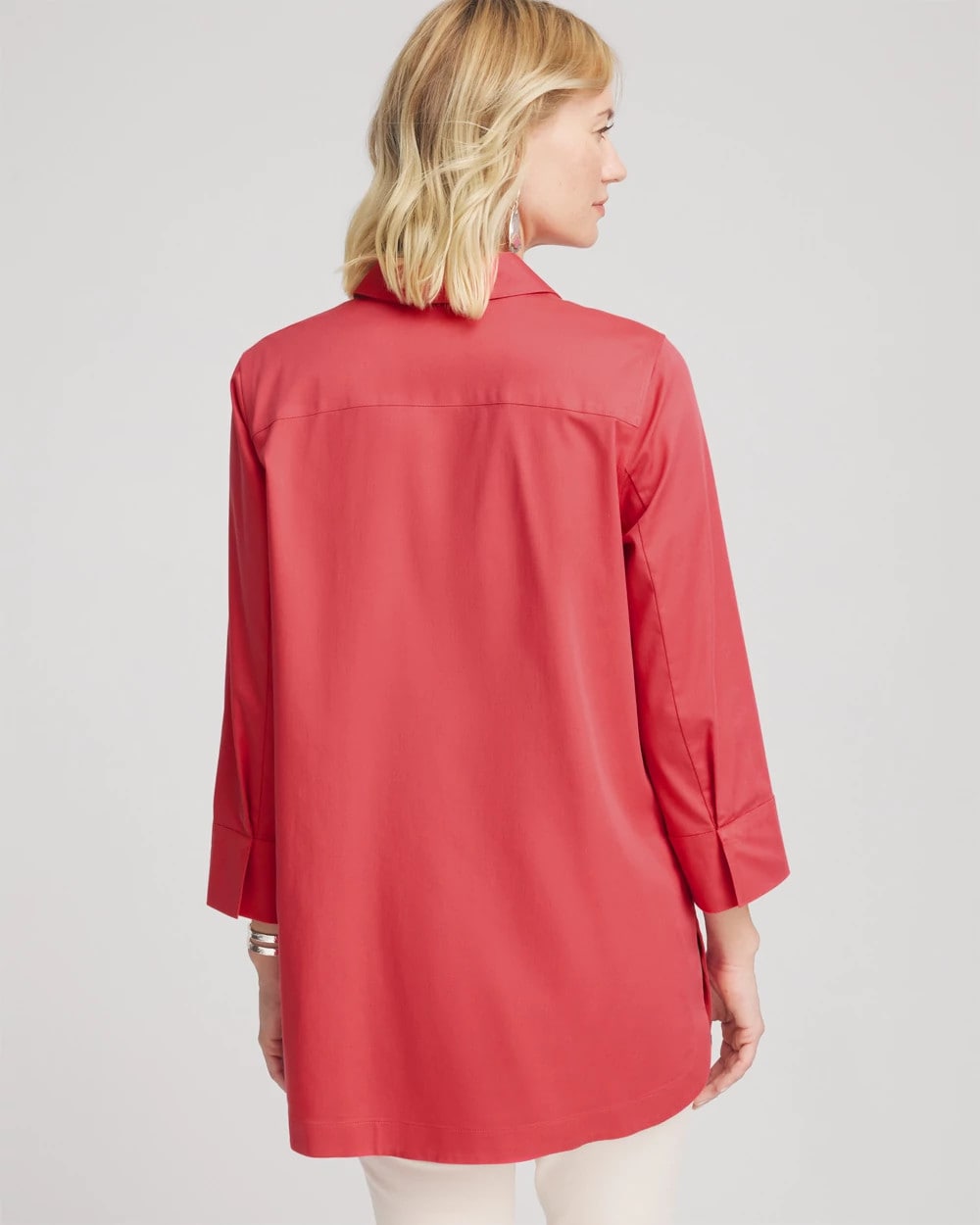 Chico's | No Iron™ Classic Button Down Tunic/ Folkloric Red