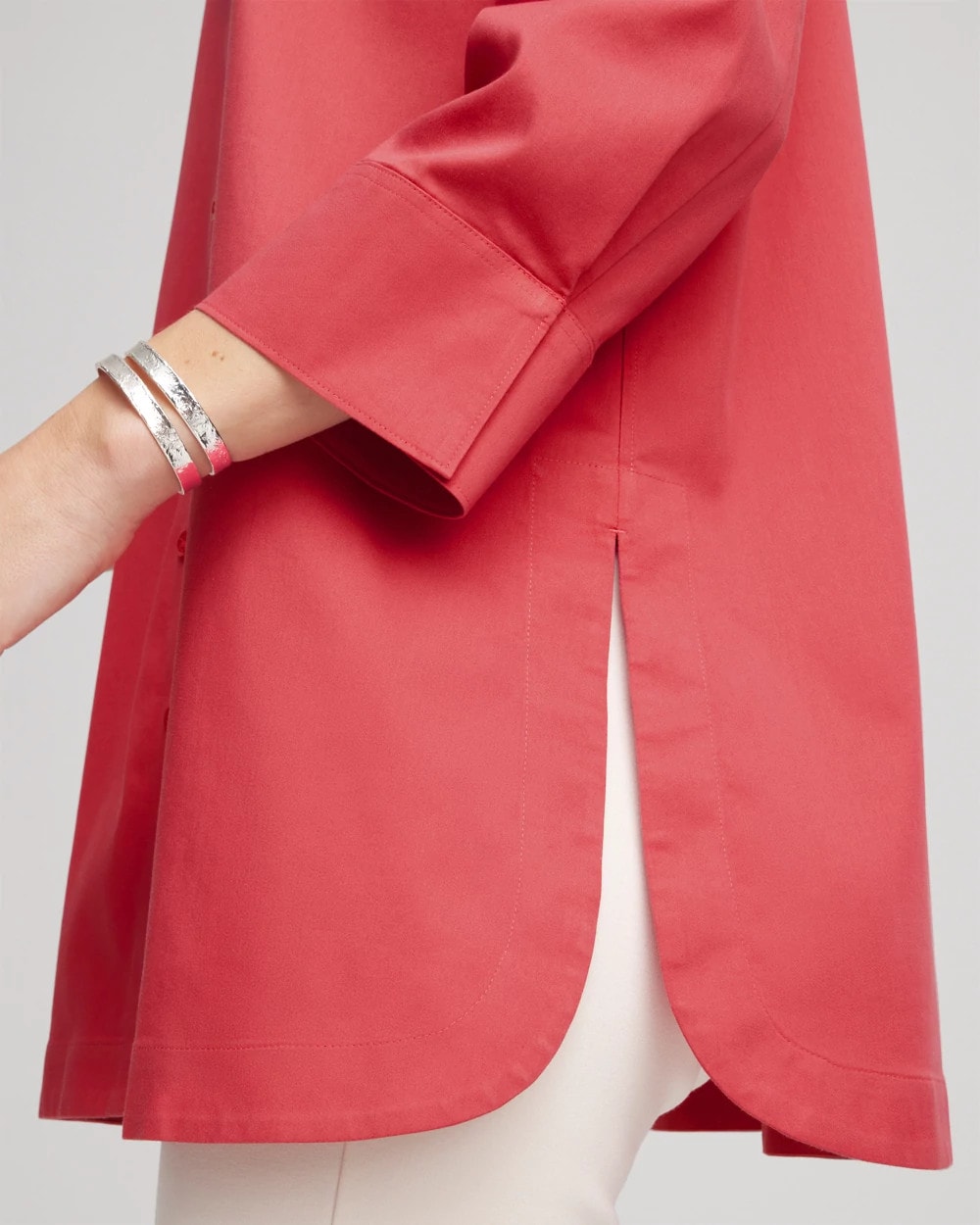 Chico's | No Iron™ Classic Button Down Tunic/ Folkloric Red