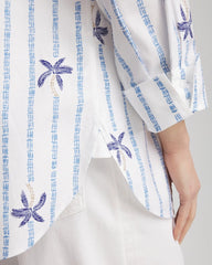 Chico's | No Iron™ Palm Striped Sateen Shirt/ Blue Casa