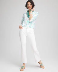Chico's | No Iron™ Sateen Bubble Print Shirt/ Seaspray