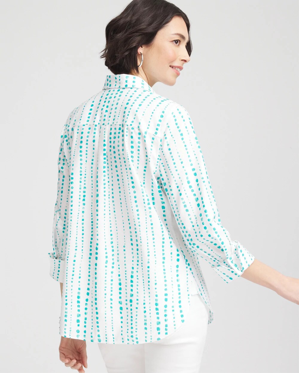 Chico's | No Iron™ Sateen Bubble Print Shirt/ Seaspray
