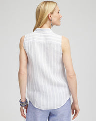 Chico's | No Iron™ Linen Tie-Front Sleeveless Shirt/ Indigo