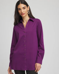 Chico's | No Iron™ Novelty Button Tunic/ Purple Royale