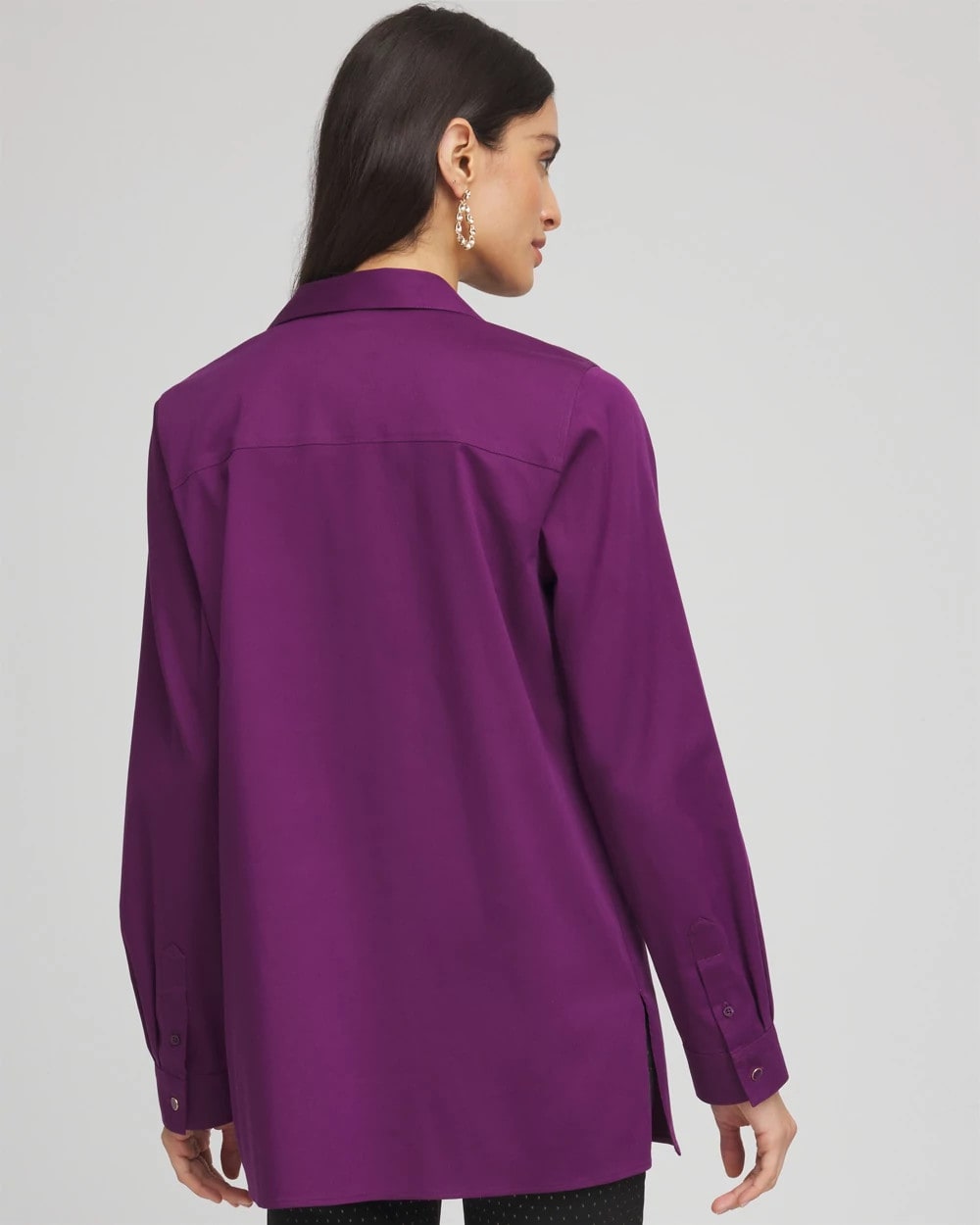 Chico's | No Iron™ Novelty Button Tunic/ Purple Royale