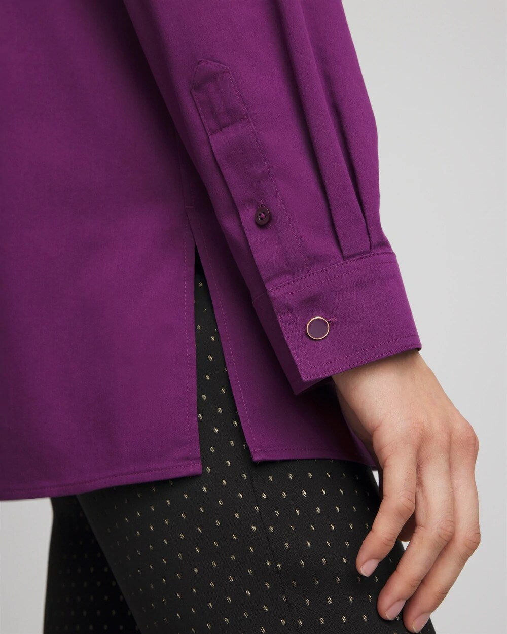 Chico's | No Iron™ Novelty Button Tunic/ Purple Royale