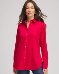 Chico's | No Iron™ Rhinestone Button Shirt/ Carmine Red