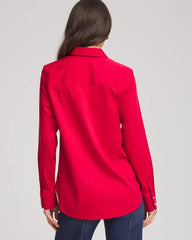 Chico's | No Iron™ Rhinestone Button Shirt/ Carmine Red