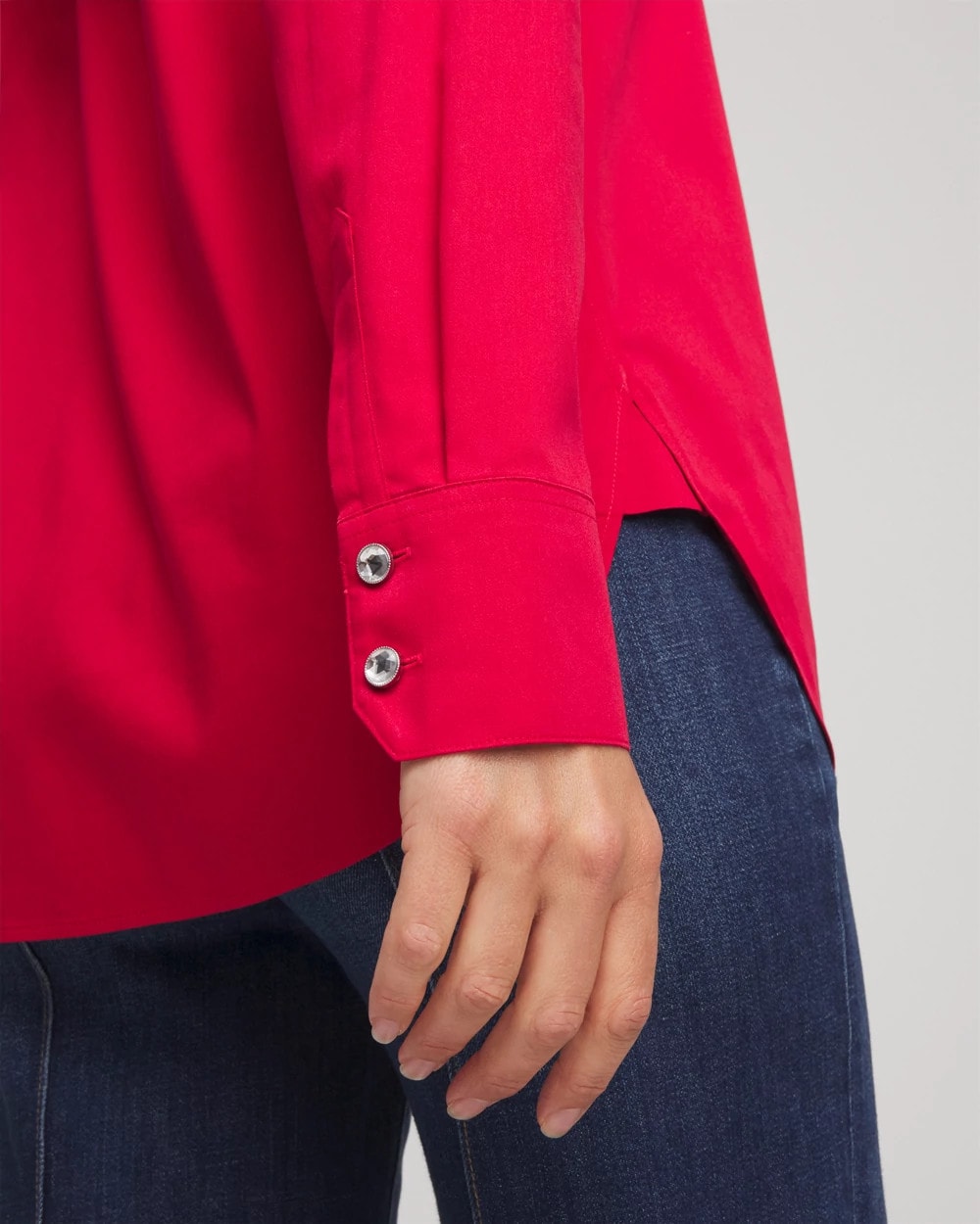 Chico's | No Iron™ Rhinestone Button Shirt/ Carmine Red