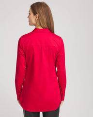 Chico's | No Iron™ Peplum Pleated Shirt/ Carmine Red
