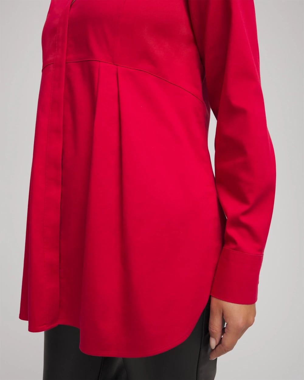 Chico's | No Iron™ Peplum Pleated Shirt/ Carmine Red