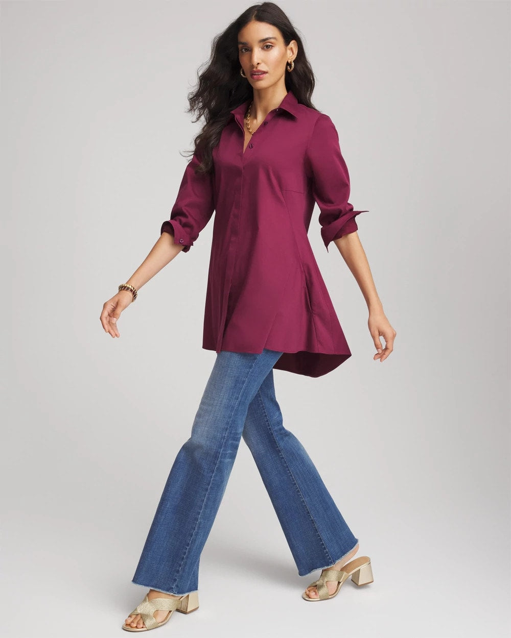 Chico's | No Iron™ Pocketed Tunic/ Deep Chianti