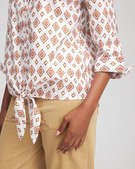 Chico's | No Iron™ Tie-Front Geo-Print Shirt/ Siesta Rose