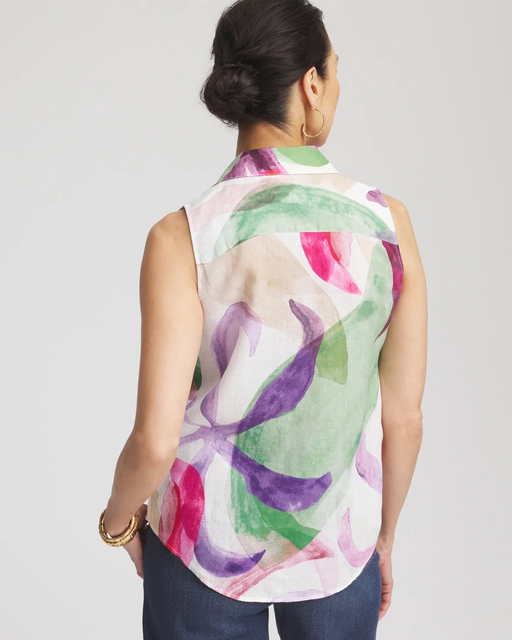 Chico's | No Iron™ Bloom Linen Tie-Front Shirt/ Crushed Berries