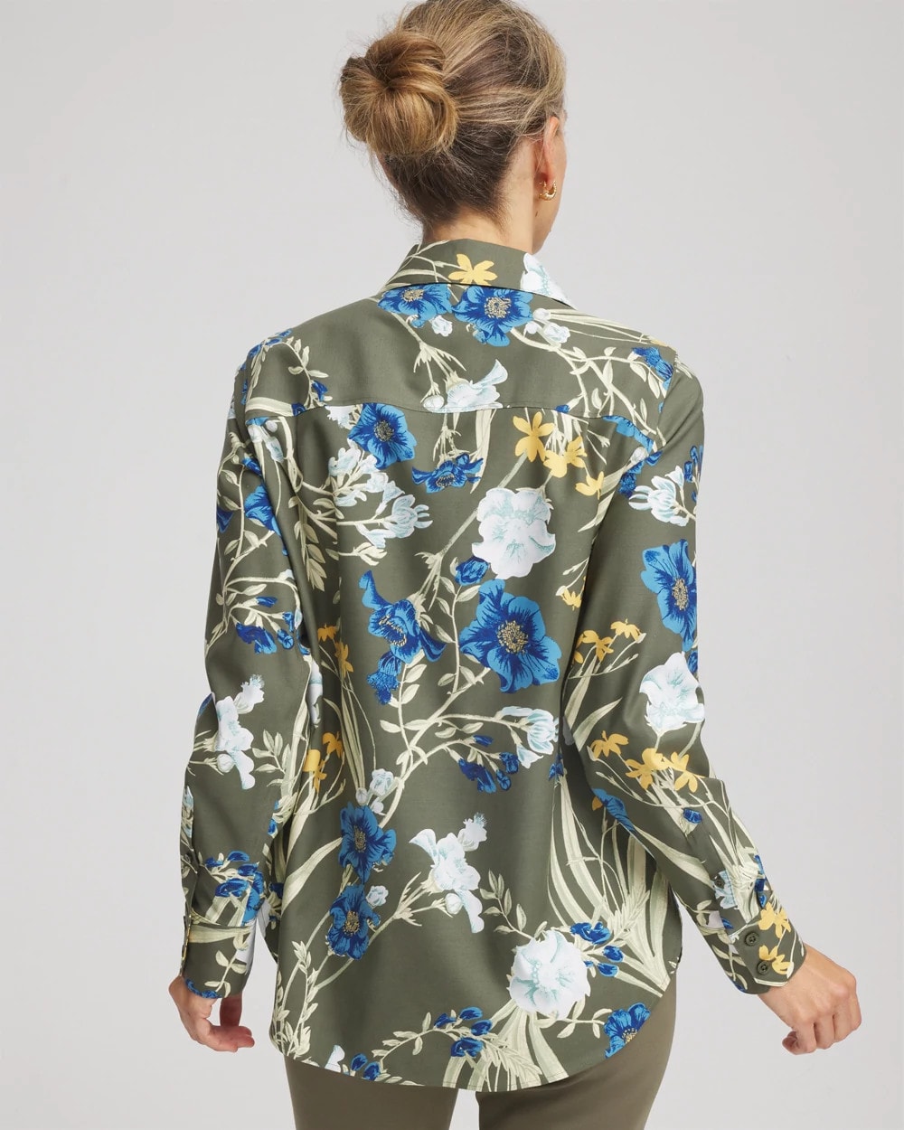 Chico's | No Iron™ Printed Sateen Shirt/ Nettle Leaf