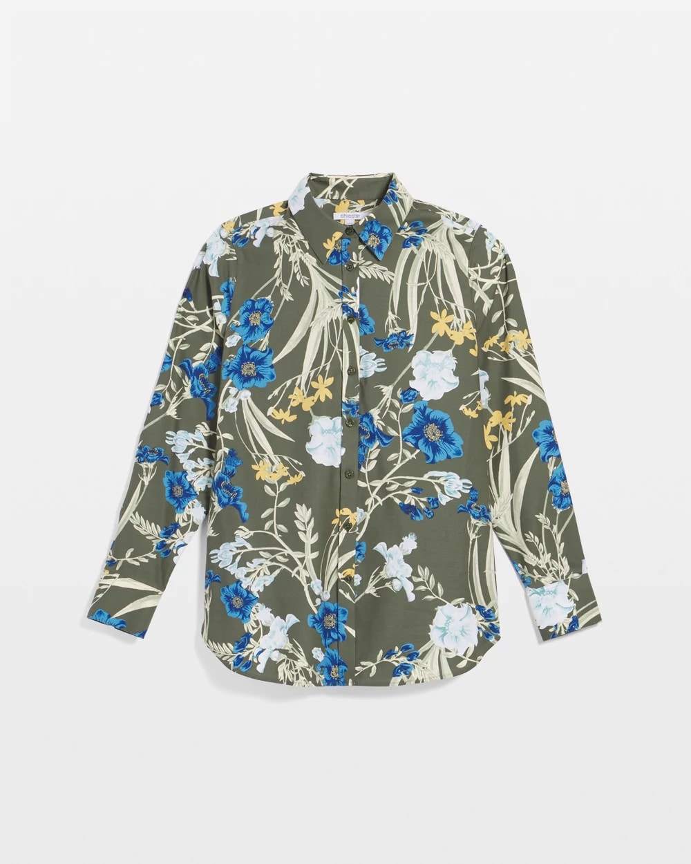 Chico's | No Iron™ Printed Sateen Shirt/ Nettle Leaf