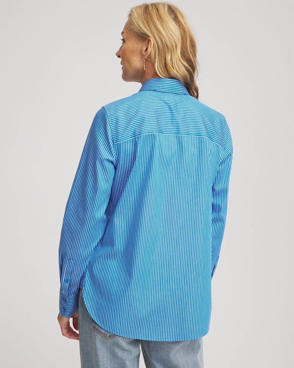 Chico's | No Iron™ Classic Striped Shirt/ Empire Blue