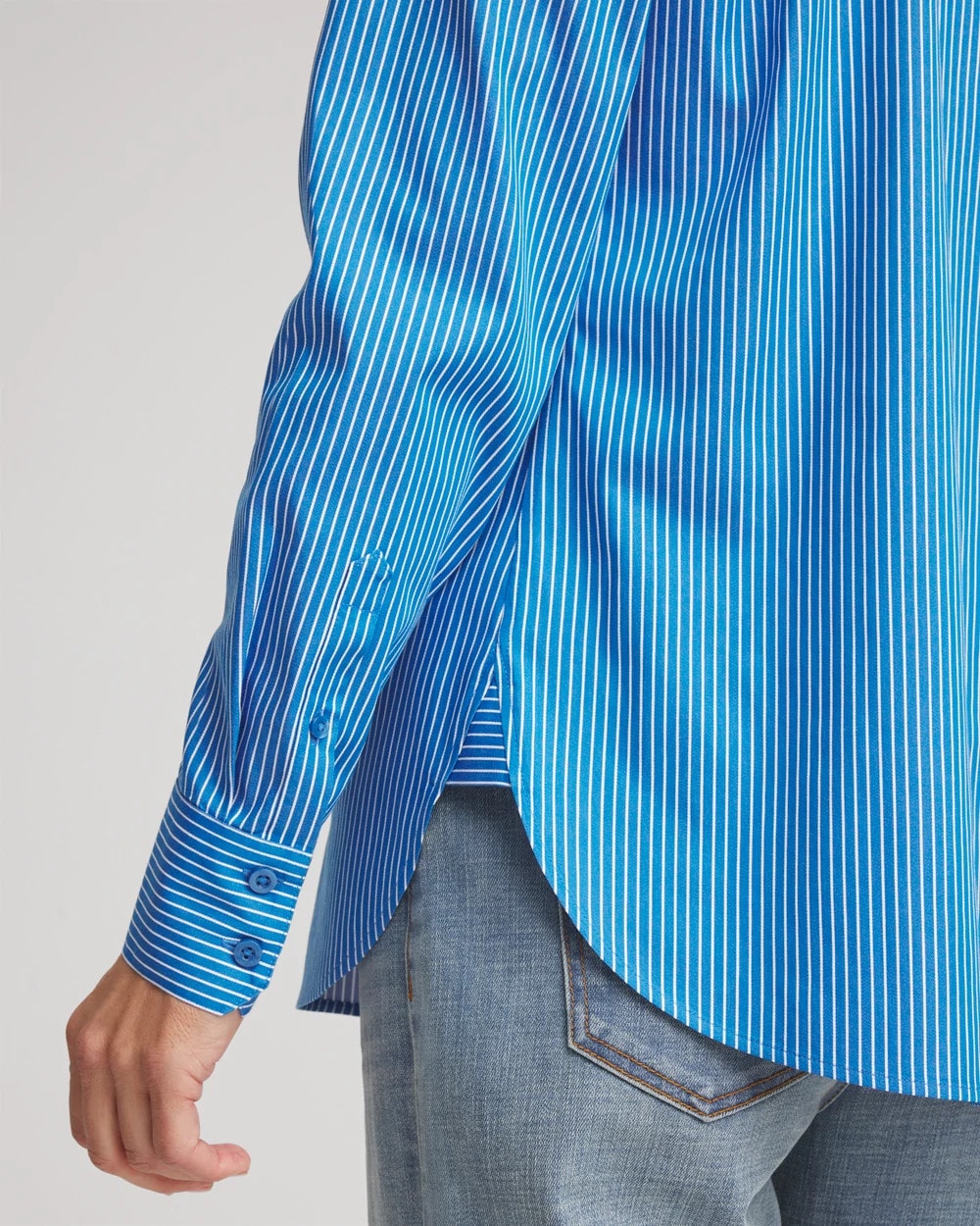 Chico's | No Iron™ Classic Striped Shirt/ Empire Blue