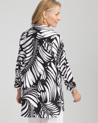 Chico's | No Iron™ Printed Palms Button Down Tunic/ Black