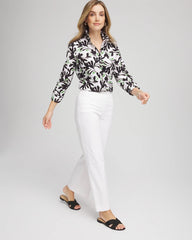 Chico's | No Iron™ Abstract Floral Shirt/ Salted Lime