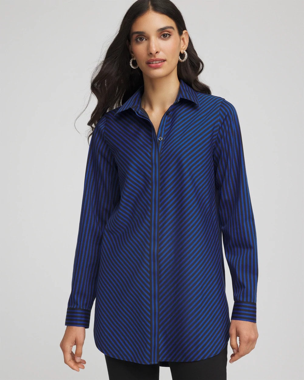 Chico's | No Iron™ Slimming Striped Tunic/ Cobalt Stone