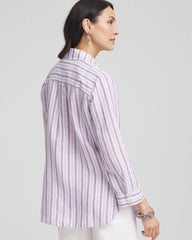 Chico's | No Iron™ Plum Striped Linen Shirt/ Plum Shade
