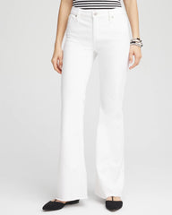 Chico's | Girlfriend No Stain Frayed Flared Jeans/ Alabaster
