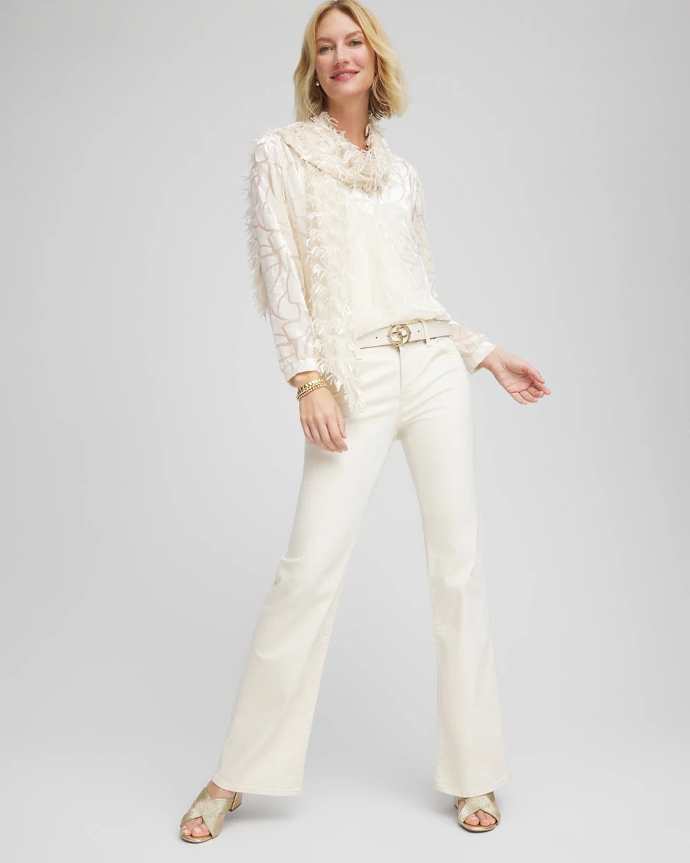 Chico's | Petite Girlfriend Flared Leg Jeans/ English Cream