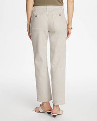 Chico's | Stripe Girlfriend Straight Ankle Jeans/ Lichen