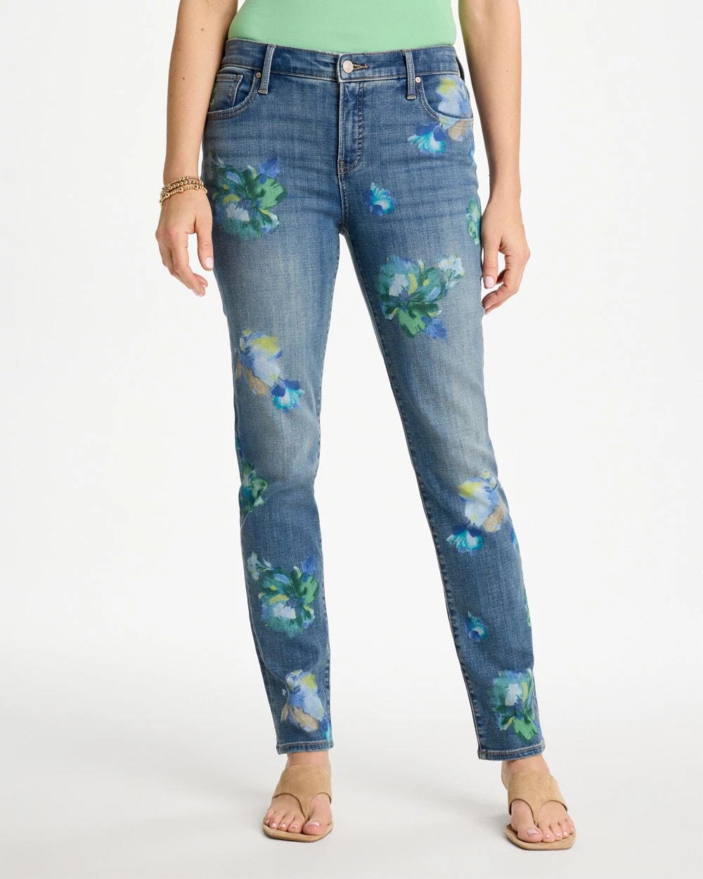 Chico's | Girlfriend Slim Floral Ankle Jeans/ Meera Indigo