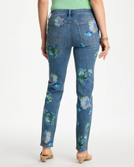 Chico's | Girlfriend Slim Floral Ankle Jeans/ Meera Indigo