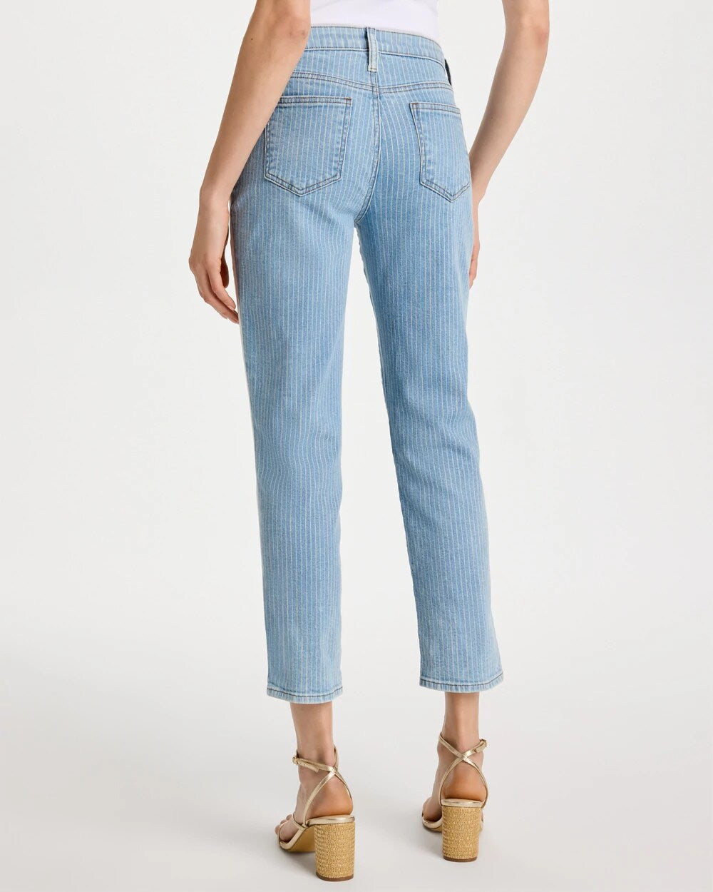 Chico's | Girlfriend Ticking Stripe Crop Jeans/ Indigo