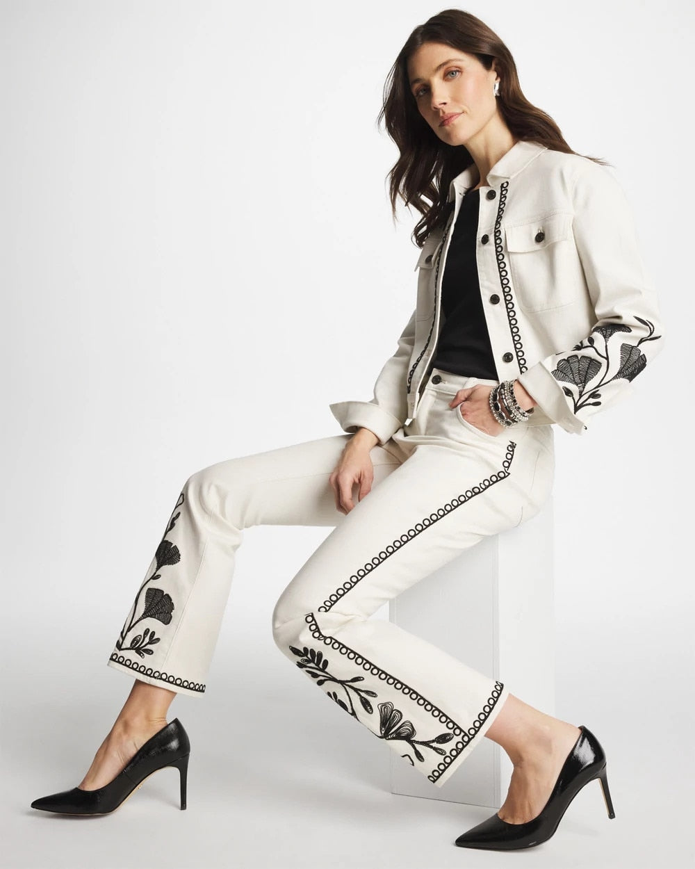 Chico's | Ginkgo Girlfriend Cropped Flared Jeans/ Sea Salt