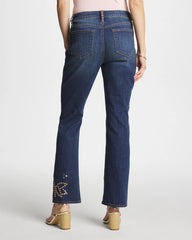 Chico's | Embellished Girlfriend Cropped Flared Jeans/ Spellbound Indigo