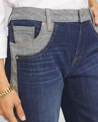 Chico's | Girlfriend Cropped Colorblock Wide-Leg Jeans/ Eclipse Indigo