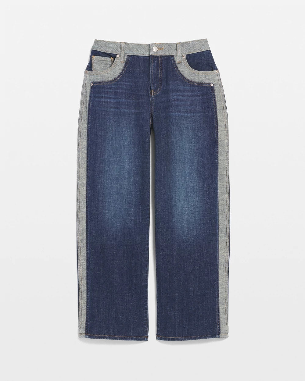 Chico's | Girlfriend Cropped Colorblock Wide-Leg Jeans/ Eclipse Indigo
