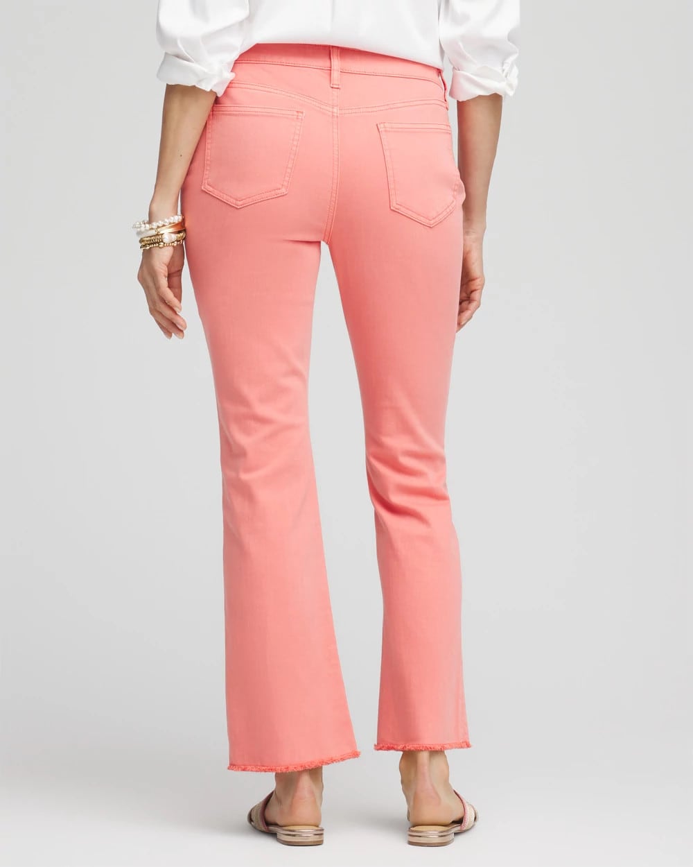 Chico's | Girlfriend Fray Hem Kick Flare Jeans/ Melon Mambo