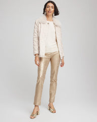 Chico's | Girlfriend Slim Ankle Foiled Lace Jeans/ Champagne Fizz