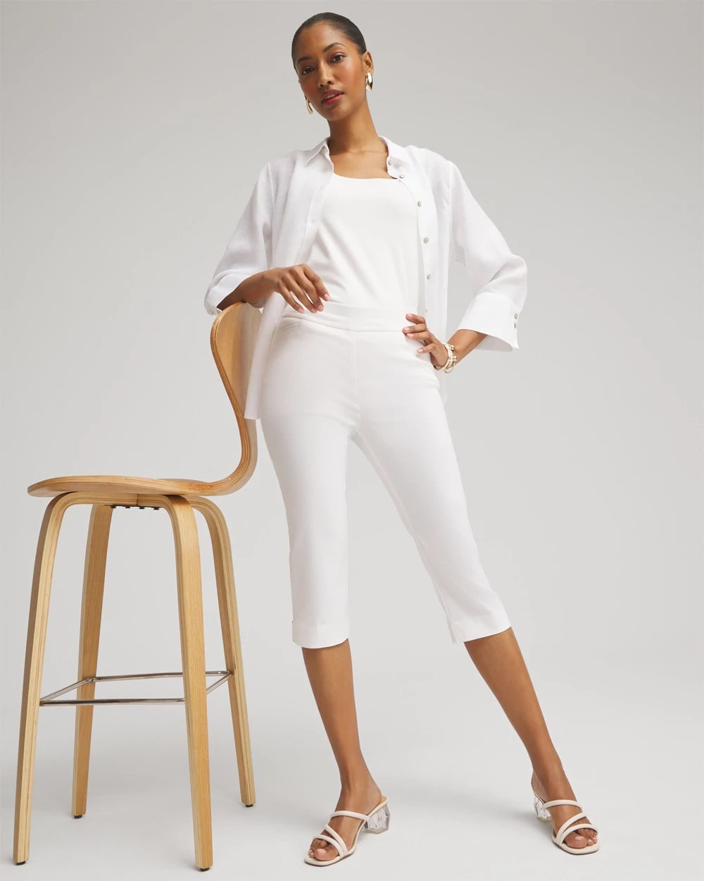Chico's | Brigitte™ Pull-On Rivet Slim Capris/ Alabaster