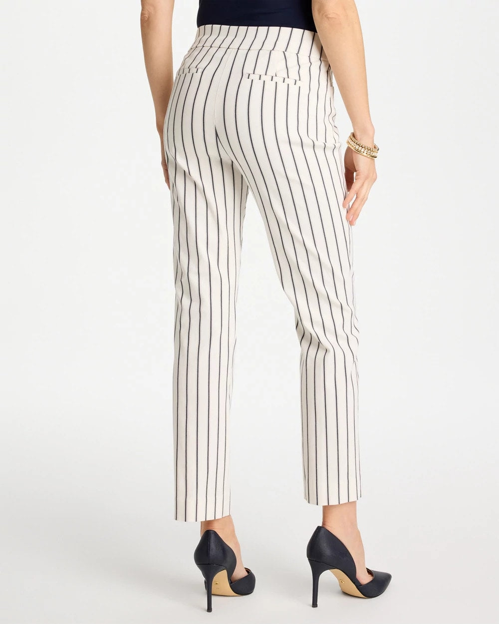 Chico's | Pinstriped Brigitte™ Slim Ankle Pants/ Alabaster