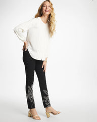 Chico's | Floral Soutache Brigitte™ Slim Pull-On Ankle Pants/ Black