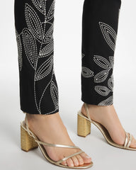Chico's | Floral Soutache Brigitte™ Slim Pull-On Ankle Pants/ Black
