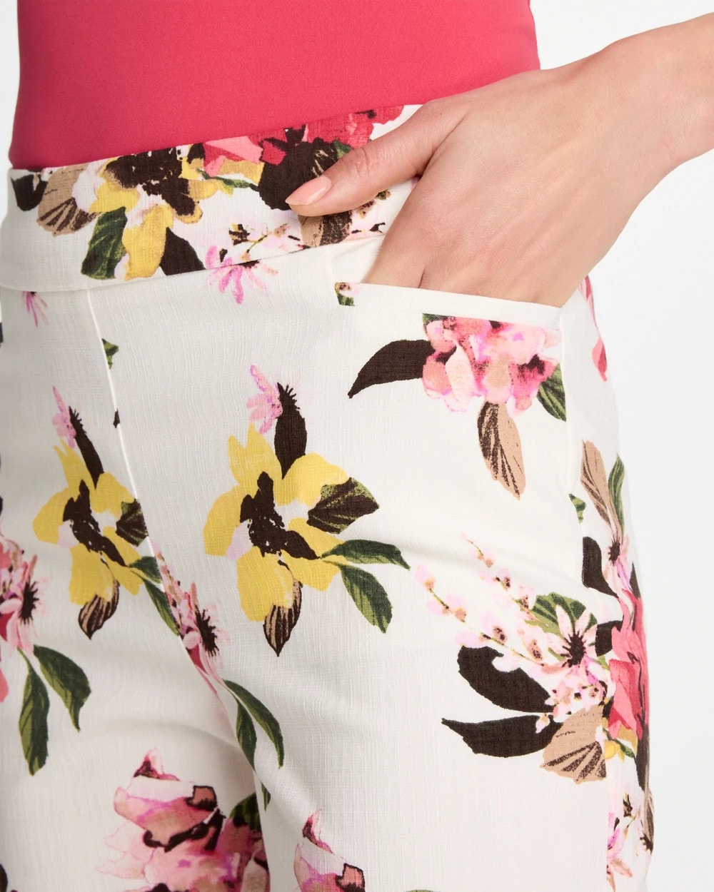 Chico's | Brigitte™ Slim Mari Bloom Crop/ Hot Honeysuckle