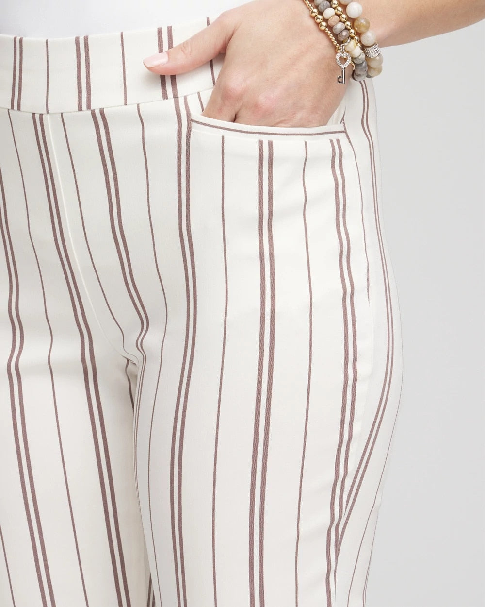 Chico's | Petite Brigitte™ Striped Ankle Pants/ Alabaster
