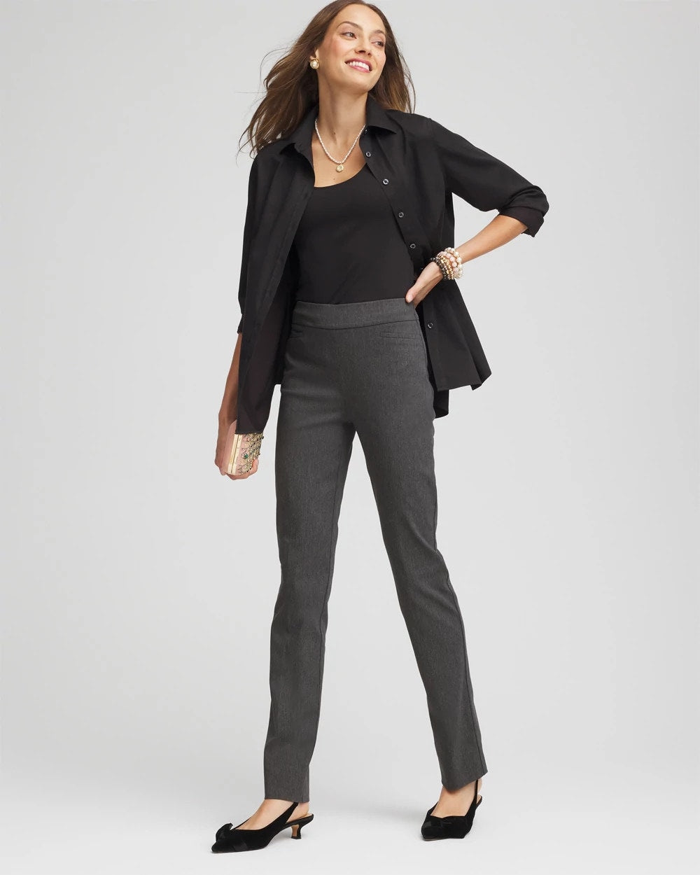 Chico's | Brigitte™ Slim Full-Length Pants/ Graphite Heather Gray