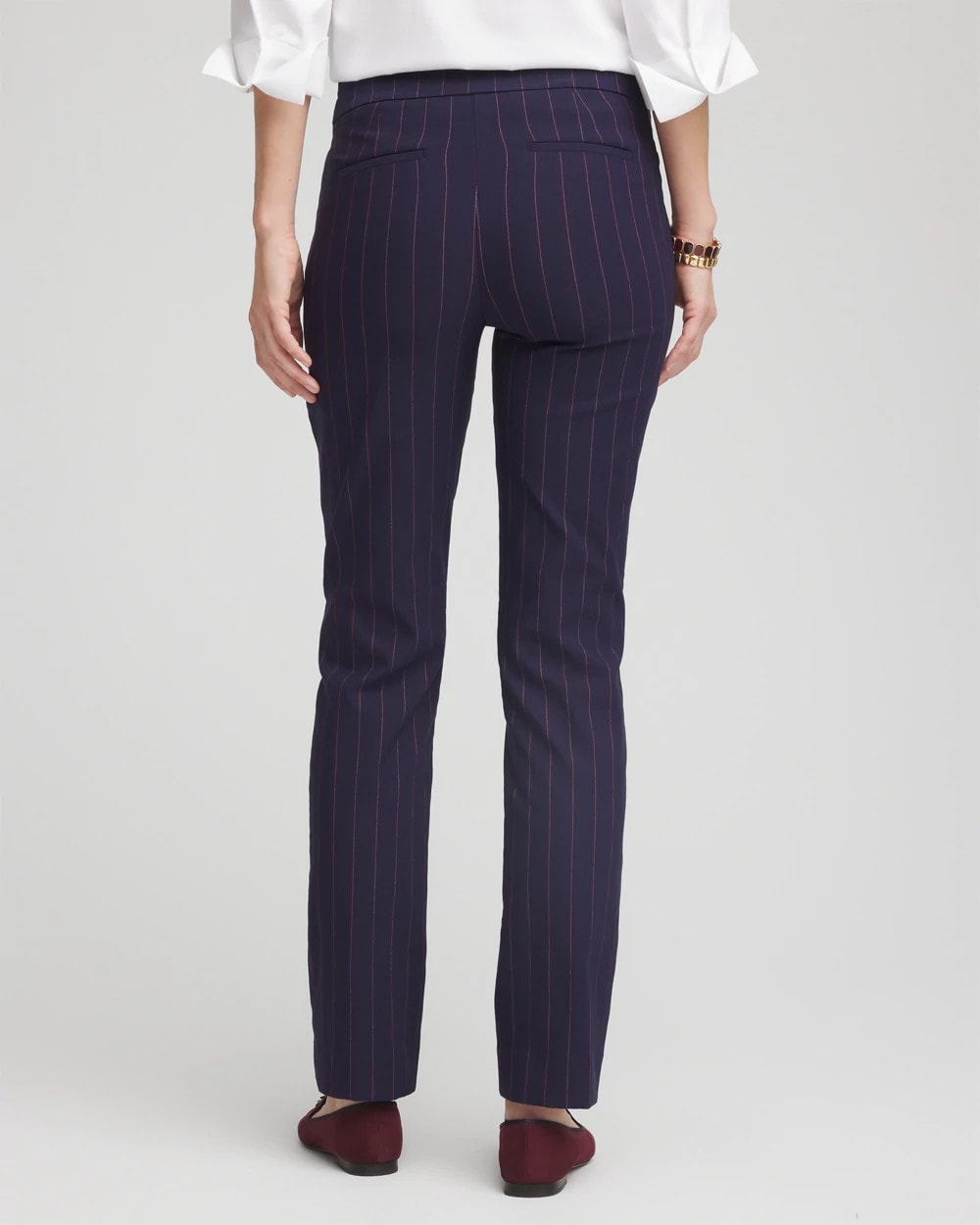 Chico's | Shadow Stripe Brigitte™ Slim Pull-On Pants/ Passport Blue